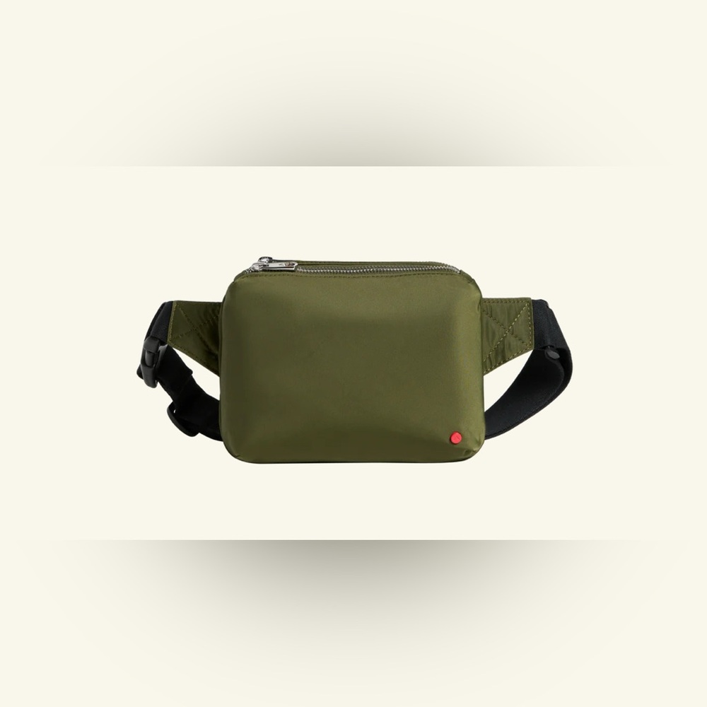 State Lorimer Mini Fanny Pack Olive with Silver Zippers